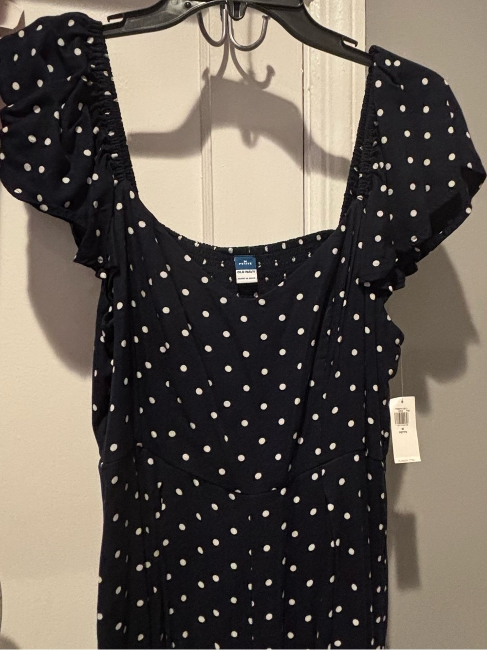 Old Navy Navy Polka Dot Puff Sleeve Women's Jumpsuit NWT